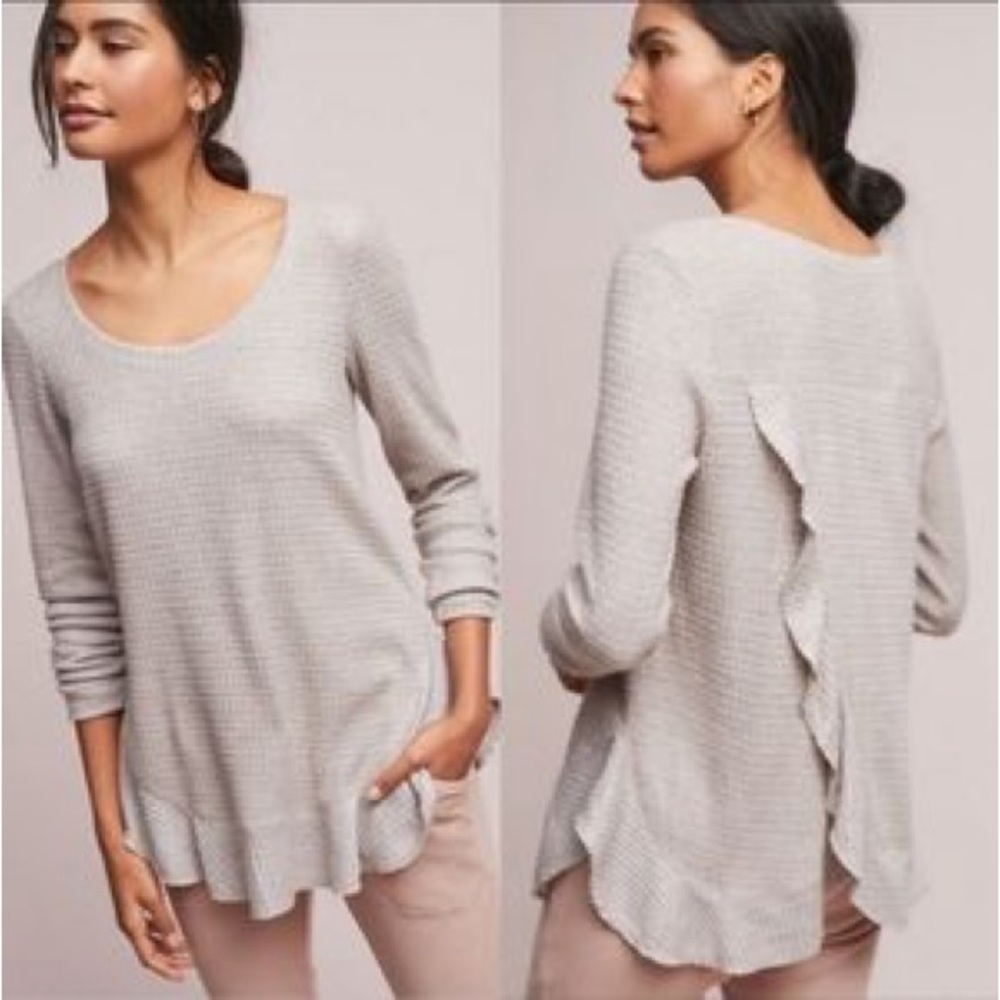 Anthropologie Saturday Sunday Women's Waffle Knit Thermal Top Purple Wrap Small
